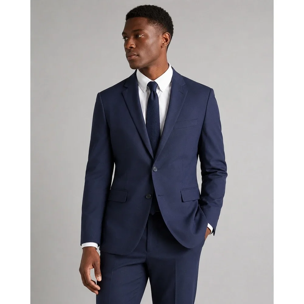 Express Mens Navy Blue Extra Slim Fit Stretch Cotton Blazer Sport Coat 44R